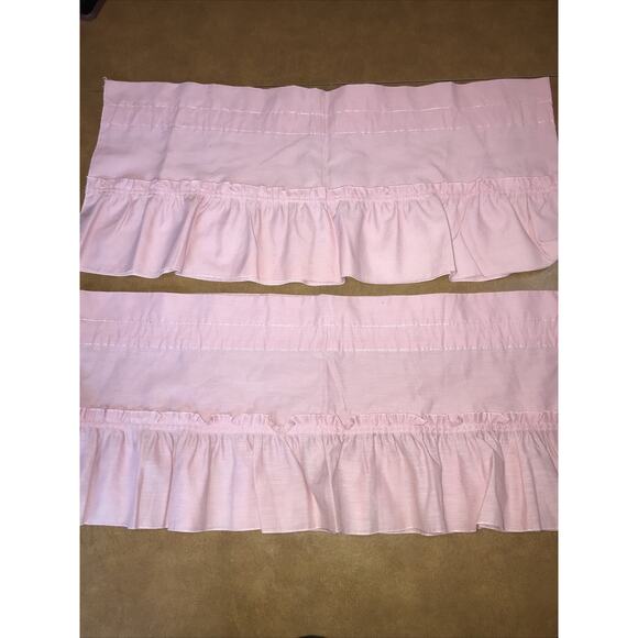 Vintage Mauve Pink 2 Valances 11" x 50" Long with Ruffles Cottage Core Curtains - Picture 1 of 4